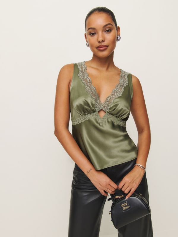 Aliceyn Silk Top - Aloe Vera